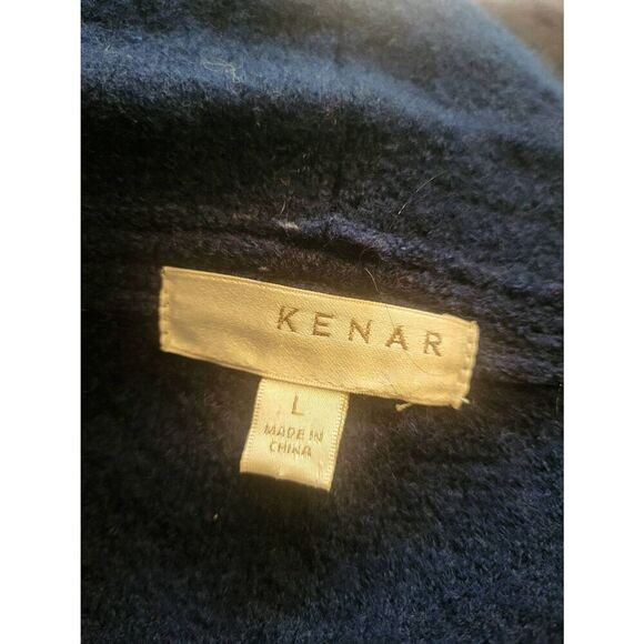 Vintage Kenar Cardigan Women's Large Blue Boiled Wool Open Jacket - Picture 5 of 5